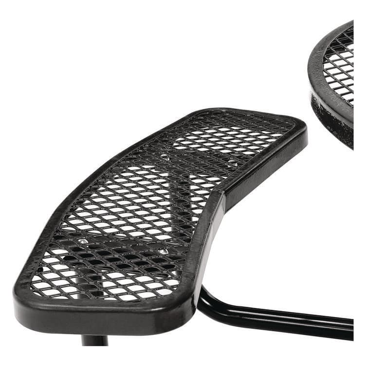 GLOBAL INDUSTRIAL Expanded Steel Picnic Table, Round, 46" Dia x 29.5"h, Black Top, Black Base/Legs (GBE277150BK) thumbnail 4