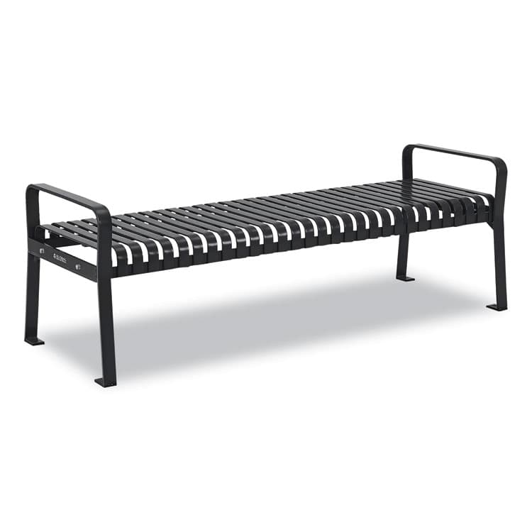 GLOBAL INDUSTRIAL Steel Slat Flat Bench, 70" x 24" x 24.25", Black Seat, Black Base (GBE262113BKKD)