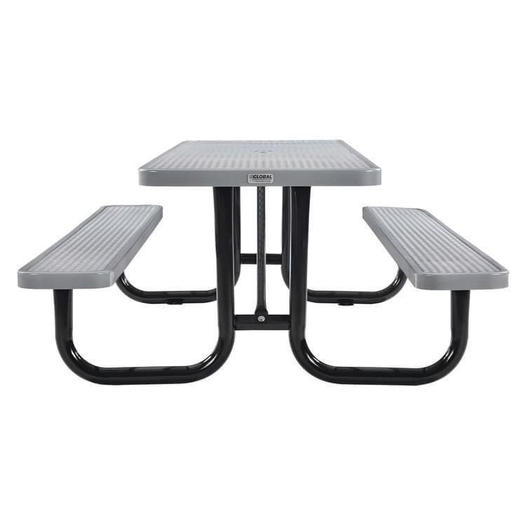 GLOBAL INDUSTRIAL Expanded Steel Picnic Table, Rectangular, 96 x 62 x 29.5, Gray Top, Gray Base/Legs (GBE277153GY) thumbnail 3