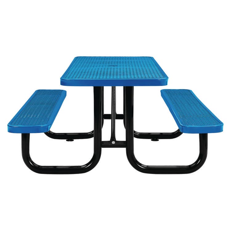 GLOBAL INDUSTRIAL Expanded Steel Picnic Table, Rectangular, 72 x 62 x 29.5, Blue Top, Blue Base/Legs (GBE277152BL) thumbnail 3