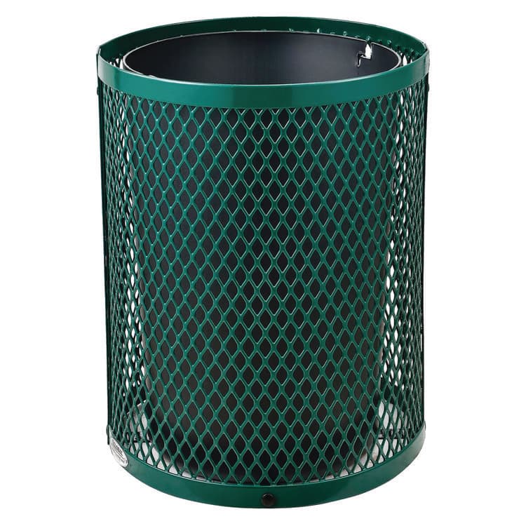GLOBAL INDUSTRIAL Outdoor Diamond Steel Trash Can, 36 gal, Green (GBE261924GN) thumbnail 4