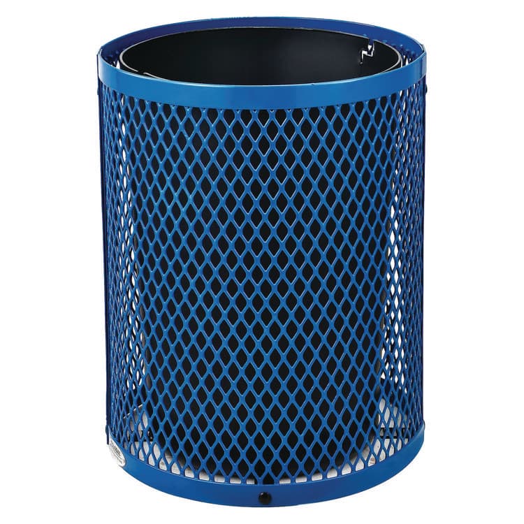 GLOBAL INDUSTRIAL Outdoor Diamond Steel Trash Can, 36 gal, Blue (GBE261924BL) thumbnail 4