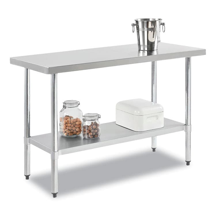 GLOBAL INDUSTRIAL Work Table with Undershelf, Rectangular, 72 x 30 x 35, Silver Top, Silver Base/Legs (GBE319057)