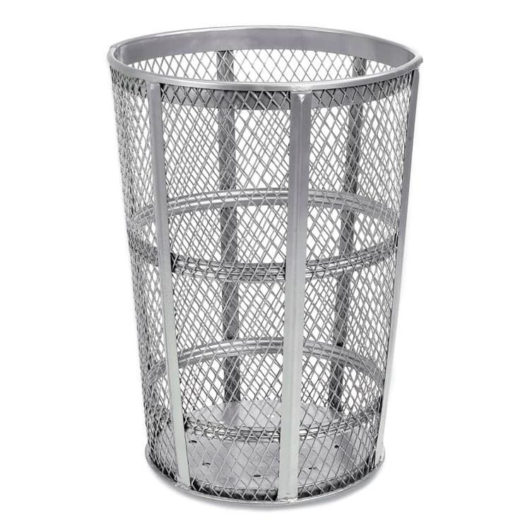 GLOBAL INDUSTRIAL Steel Mesh Corrosion Resistant Trash Can, 48 gal, Silver (GBE237633)
