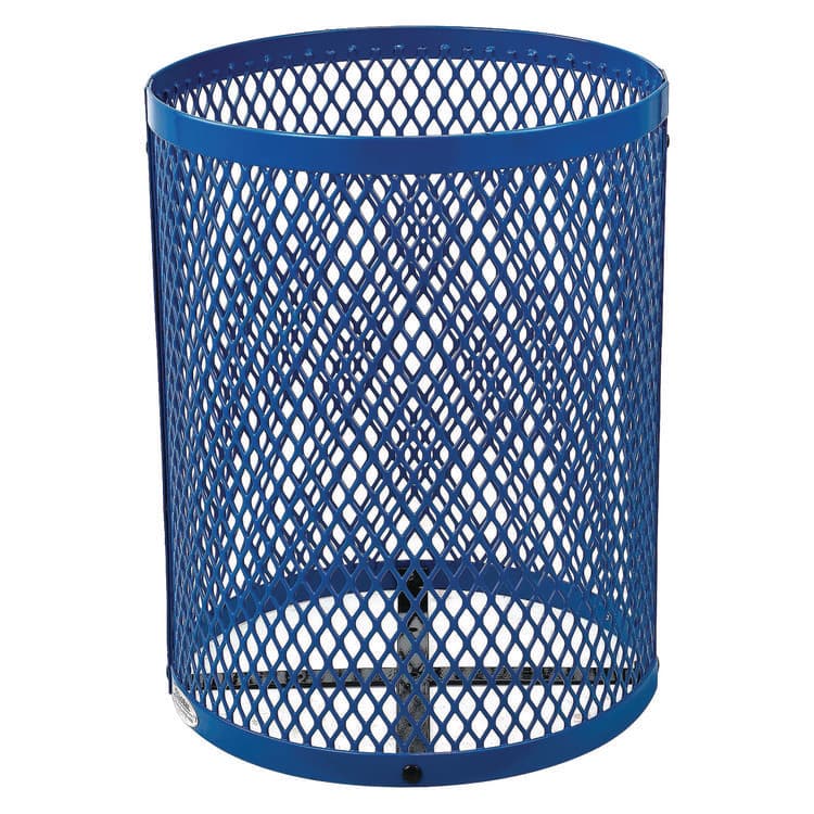 GLOBAL INDUSTRIAL Outdoor Diamond Steel Trash Can, Rain Bonnet Lid, 36 gal, Blue (GBE261926BL) thumbnail 3