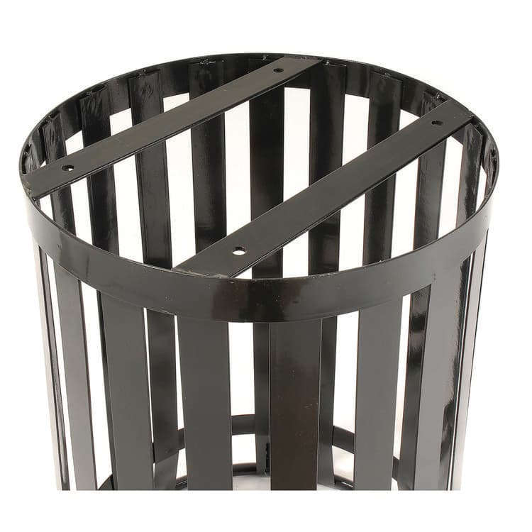 GLOBAL INDUSTRIAL Outdoor Slatted Steel Trash Can, 36 gal, Black (GBE237726BK) thumbnail 4