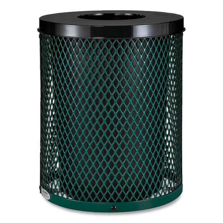 GLOBAL INDUSTRIAL Outdoor Diamond Steel Trash Can, 36 gal, Green (GBE261924GN)
