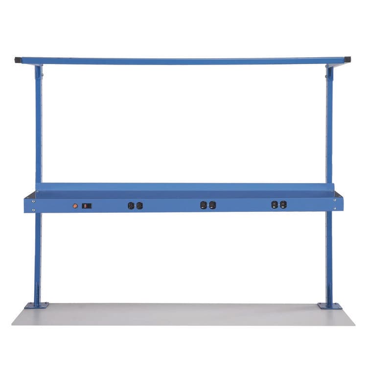 GLOBAL INDUSTRIAL Upper Workbench Shelf, 6 Single Outlets, For Use With 60" Wide Workbenches, 100 lb Weight Capacity (GBE249295ABL) thumbnail 2