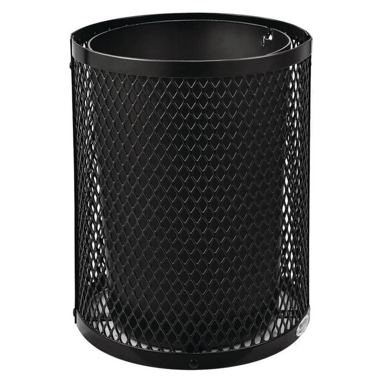 GLOBAL INDUSTRIAL Outdoor Diamond Steel Trash Can, Rain Bonnet Lid, 36 gal, Black (GBE261926BK) thumbnail 4
