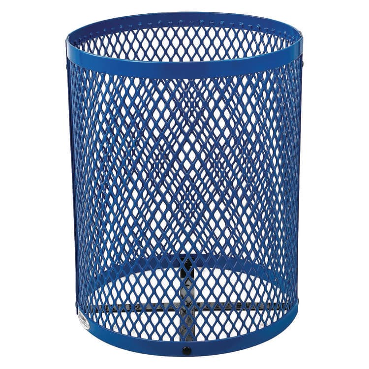 GLOBAL INDUSTRIAL Outdoor Diamond Steel Trash Can, 36 gal, Blue (GBE261924BL) thumbnail 3