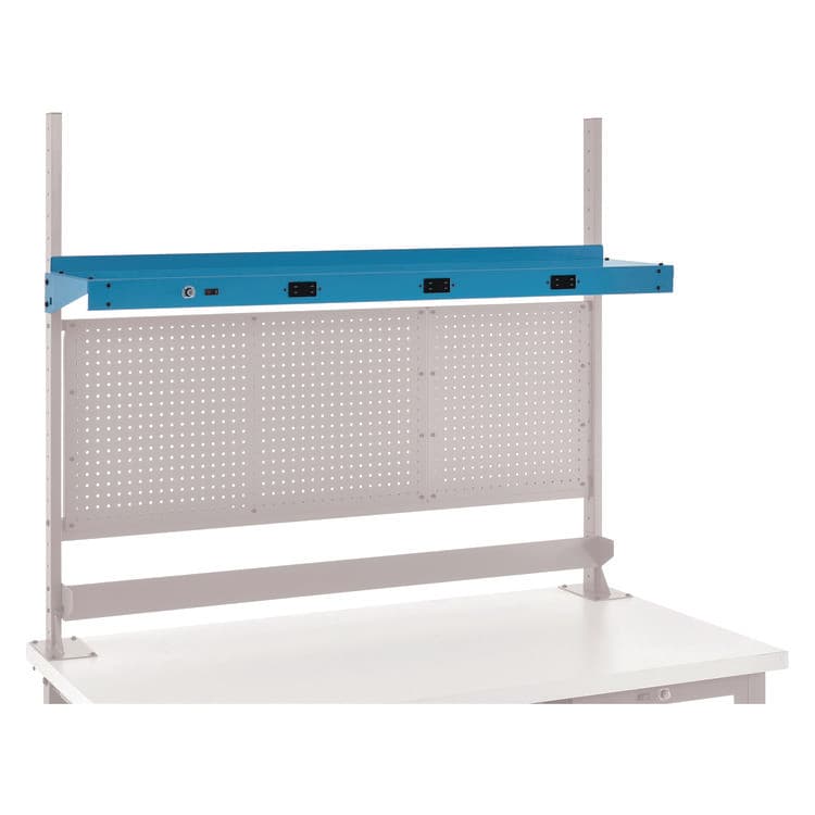 GLOBAL INDUSTRIAL Upper Workbench Shelf, 3 Duplex Outlets, For Use With 72" Wide Workbenches, 100 lb Weight Capacity (GBE249296CBL) thumbnail 4