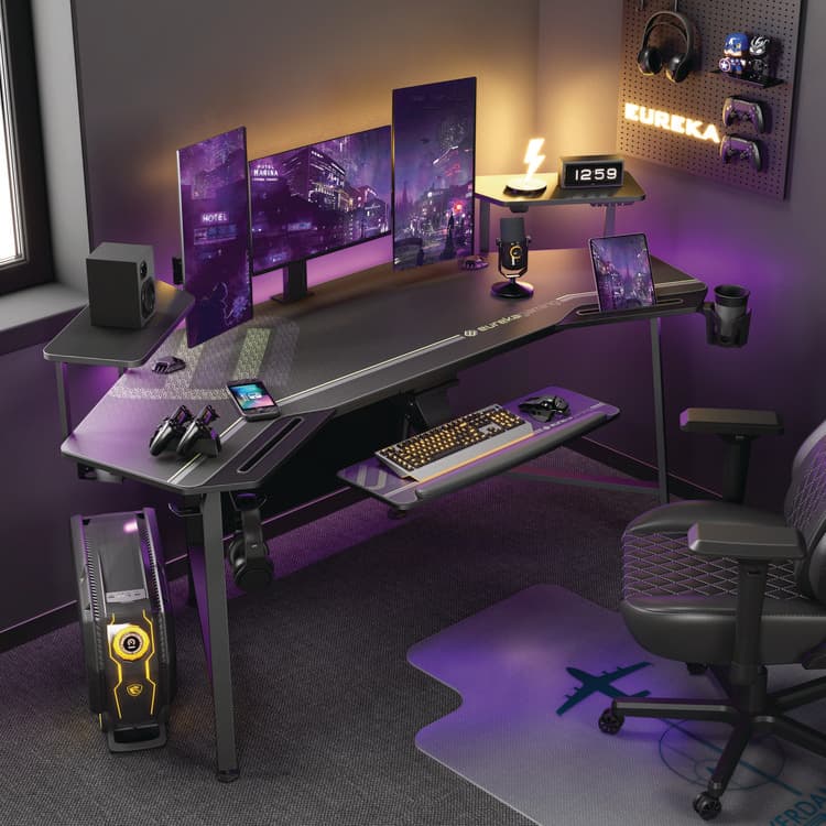 EUREKA ERGONOMIC Aero Gaming Desk, 72.06" x 23.63" x 38", Black (EKAE70B) thumbnail 2