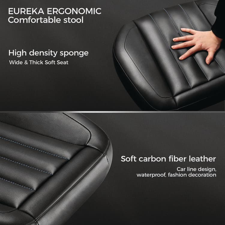 EUREKA ERGONOMIC Footstool with Wheels, 19.25 x 17.38 x 14.63 to 17.75, Black (EKAAR21B) thumbnail 3