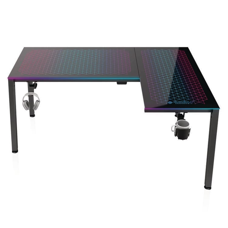 EUREKA ERGONOMIC RGB LED Lights Glass Gaming Desk, 60" x 40.25" x 30", Black (EKAL60RB) thumbnail 2