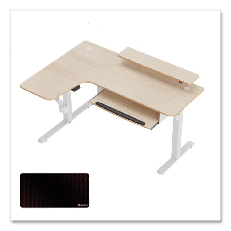 EUREKA ERGONOMIC L-Shaped Standing Desk with Keyboard Tray, Left Desk, 61.25" x 43.25" x 34.38" to 52.88", Maple White/White (EKAL60LMW)