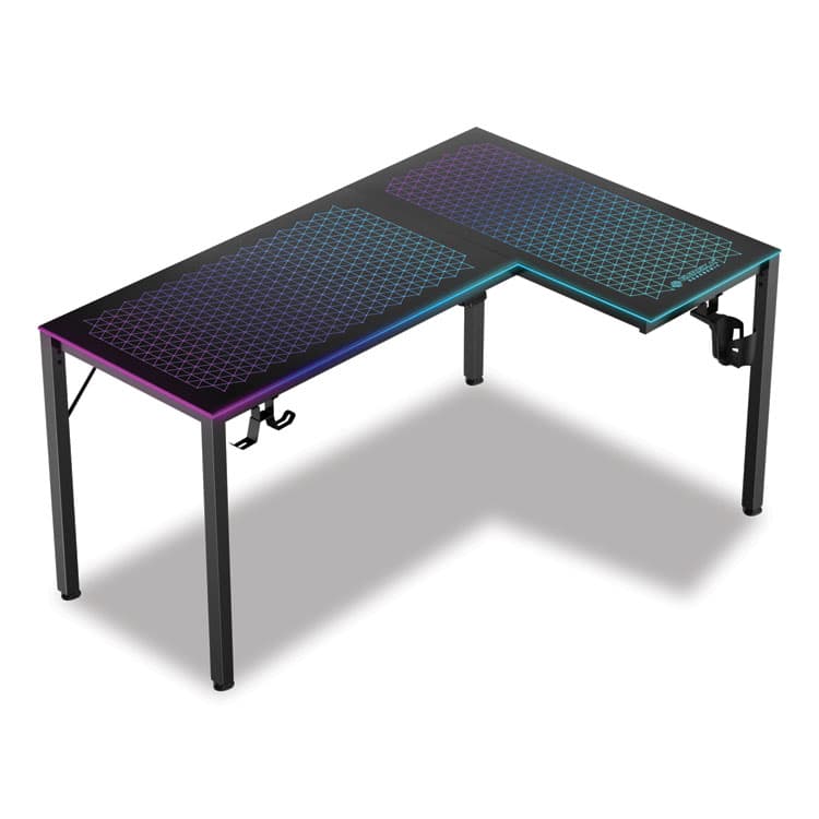 EUREKA ERGONOMIC RGB LED Lights Glass Gaming Desk, 60" x 40.25" x 30", Black (EKAL60RB)
