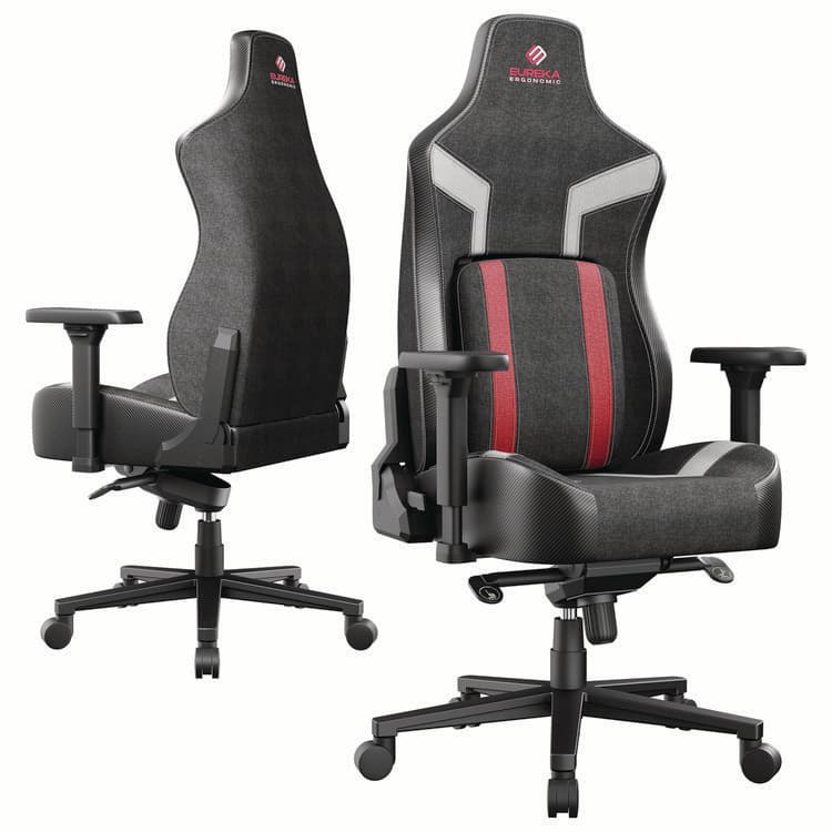 EUREKA ERGONOMIC Python II Ergonomic Chair, Supports up to 300 lb, 18.88" to 22.83" Seat Height, Black Fabric Seat, Black/Red Fabric Back (EKAGC08R) thumbnail 2