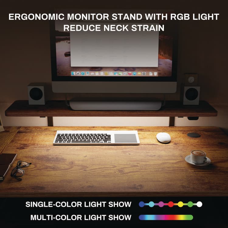EUREKA ERGONOMIC L-Shaped Standing Desk with Keyboard Tray, Right Desk, 61.25" x 43.25" x 34.38" to 52.88", Rustic Brown/Black (EKAL61LRB) thumbnail 3