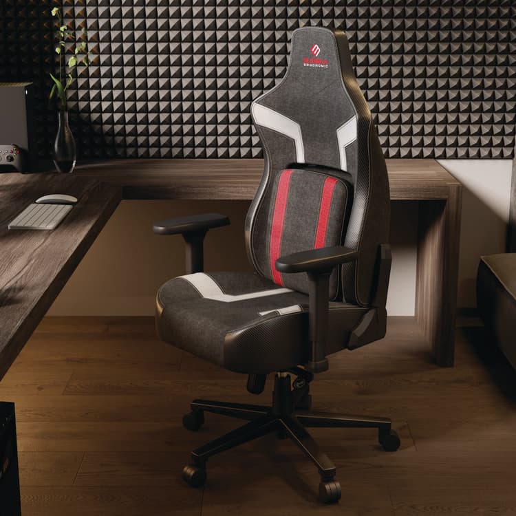 EUREKA ERGONOMIC Python II Ergonomic Chair, Supports up to 300 lb, 18.88" to 22.83" Seat Height, Black Fabric Seat, Black/Red Fabric Back (EKAGC08R) thumbnail 3