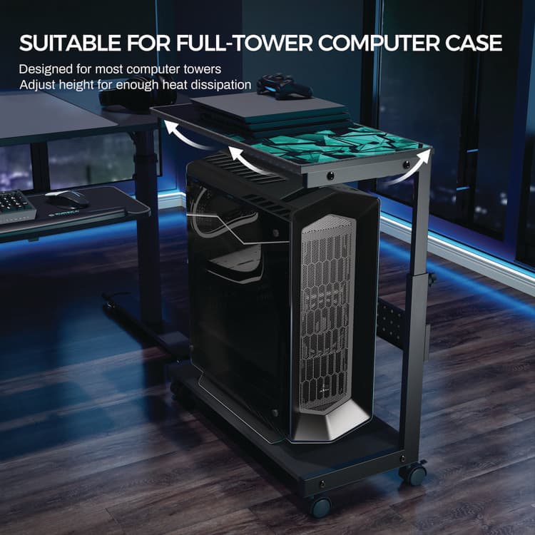 EUREKA ERGONOMIC CPU Holder, Supports 88.2 lbs, 25.19 x 11.81 x 22.56 to 28.56, Black (EKAARCHB) thumbnail 3