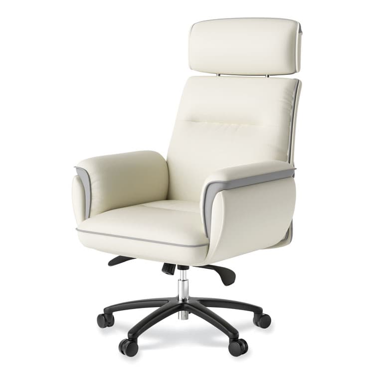 EUREKA ERGONOMIC Royal Executive Office Chair, Support up to 300 lb, 19.46"-22.26" Seat Height, White PU Leather Seat, White Faux Leather Back (EKAOC003OW)