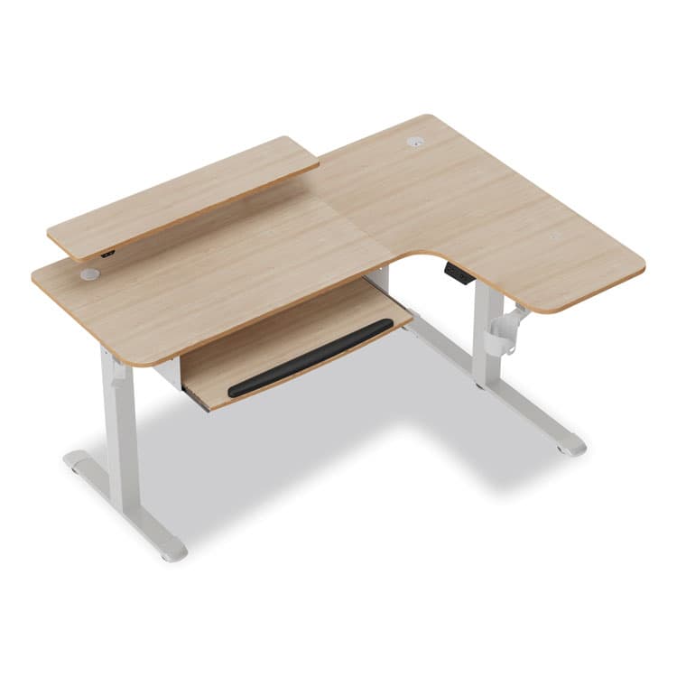 EUREKA ERGONOMIC L-Shaped Standing Desk with Keyboard Tray, Right Desk, 61.25" x 43.25" x 34.38" to 52.88", Maple White/White (EKAL60RMW)