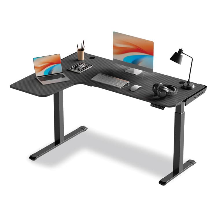 EUREKA ERGONOMIC L-Shaped Standing Desk, Left Desk, 60" x 43.69" x 29.88" to 48.38", Black (EKA01874)