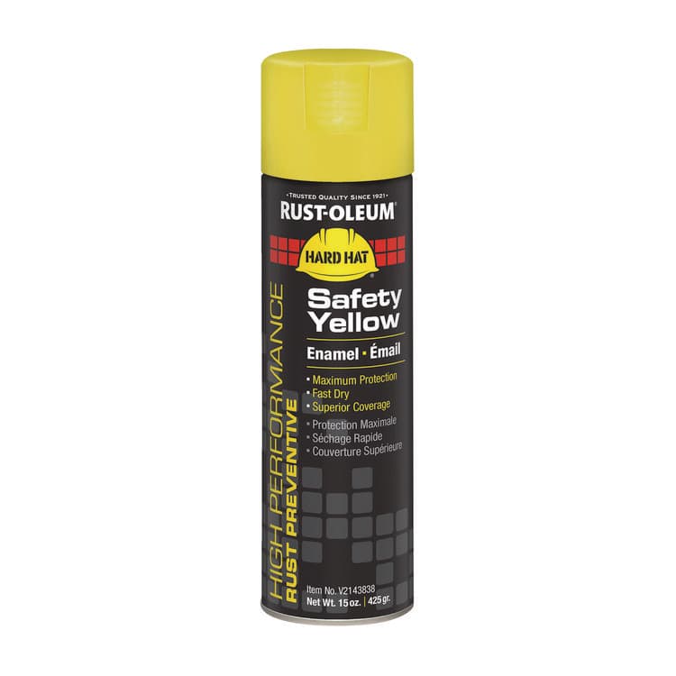 RUST-OLEUM CORPORATION Hard Hat High Performance V2100 System Rust Preventive Enamel Spray Paint, Gloss Safety Yellow, 15 oz Aerosol Can, 6/Carton (RSTV2143838CT)