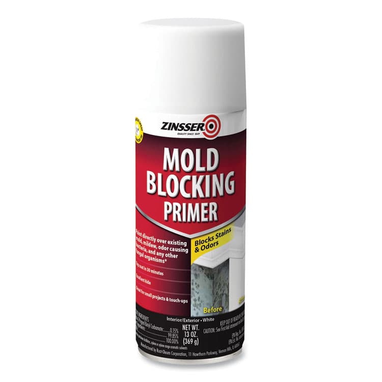 RUST-OLEUM CORPORATION Mold Blocking Primer Spray, Interior/Exterior, Flat White, 13 oz Aerosol Can, 6/Carton (RST287512)