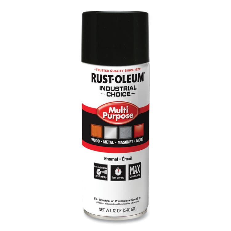 RUST-OLEUM CORPORATION Industrial Choice 1600 System Multi-Purpose Enamel Spray Paint, Gloss Black, 12 oz Aerosol Can, 6/Carton (RST1679830V)