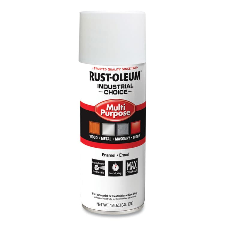 RUST-OLEUM CORPORATION Industrial Choice 1600 System Multi-Purpose Enamel Spray Paint, Gloss White, 12 oz Aerosol Can, 6/Carton (RST1692830V)