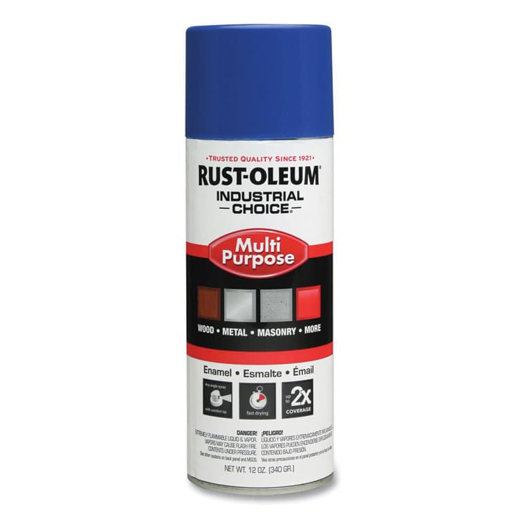 RUST-OLEUM CORPORATION Industrial Choice 1600 System Multi-Purpose Enamel Spray Paint, Flat Safety Blue, 12 oz Aerosol Can, 6/Carton (RST1624830)