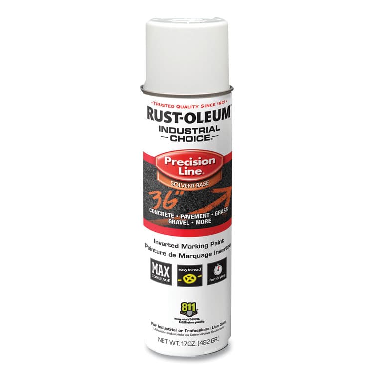 RUST-OLEUM CORPORATION Industrial Choice M1600 System Solvent-Based Precision Line Marking Paint, Flat White, 17 oz Aerosol Can, 12/Carton (RST203030V)