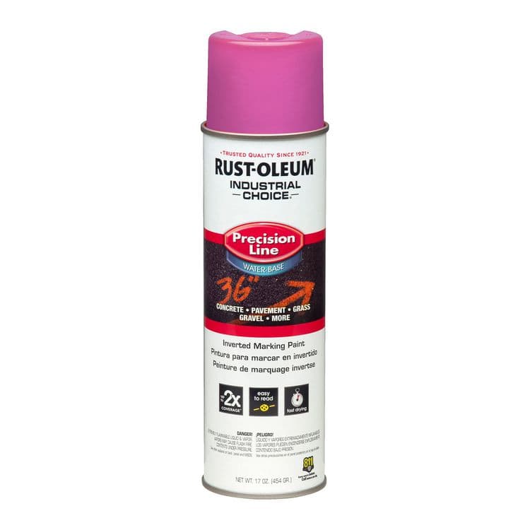 RUST-OLEUM CORPORATION Industrial Choice M1800 System Water-Based Precision Line Marking Paint, Flat Safety Purple, 17 oz Aerosol Can, 12/Carton (RST1868838)