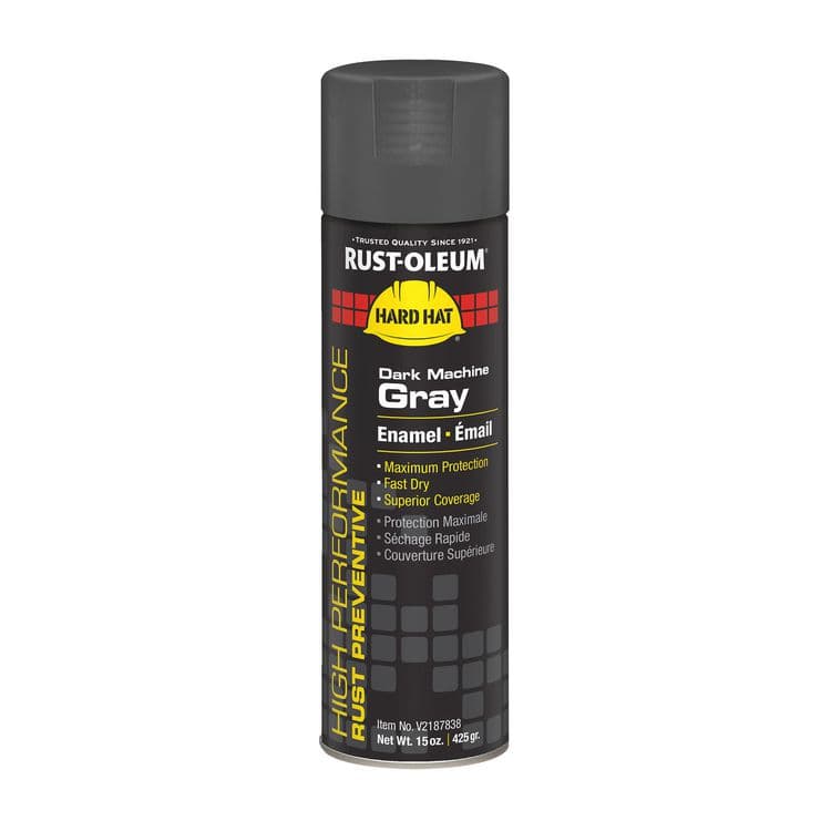 RUST-OLEUM CORPORATION Hard Hat High Performance V2100 System Rust Preventive Enamel Spray Paint, Gloss Dark Machine Gray, 15 oz Aerosol Can, 6/CT (RSTV2187838CT)