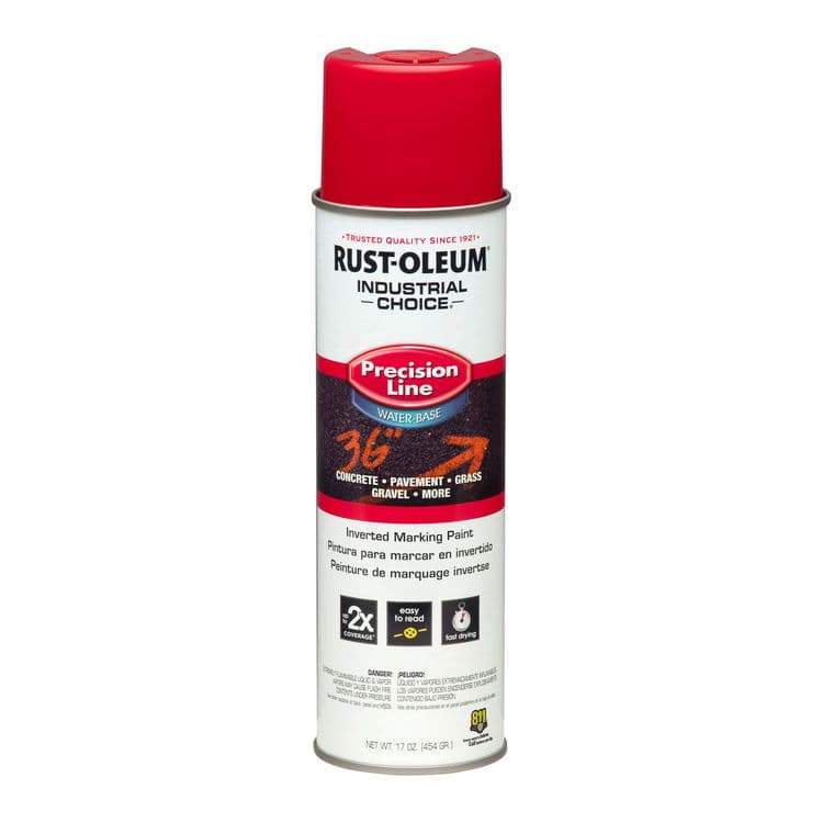 RUST-OLEUM CORPORATION Industrial Choice M1800 System Water-Based Precision Line Marking Paint, Flat Safety Red, 17 oz Aerosol Can, 12/Carton (RST203038CT)