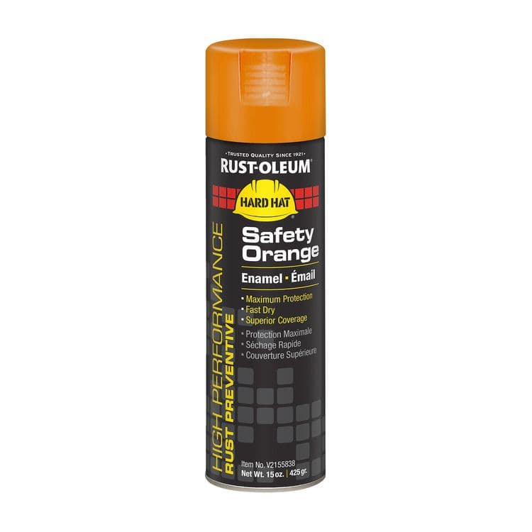 RUST-OLEUM CORPORATION Hard Hat High Performance V2100 System Rust Preventive Enamel Spray Paint, Gloss Safety Orange, 15 oz Aerosol Can, 6/Carton (RSTV2155838)