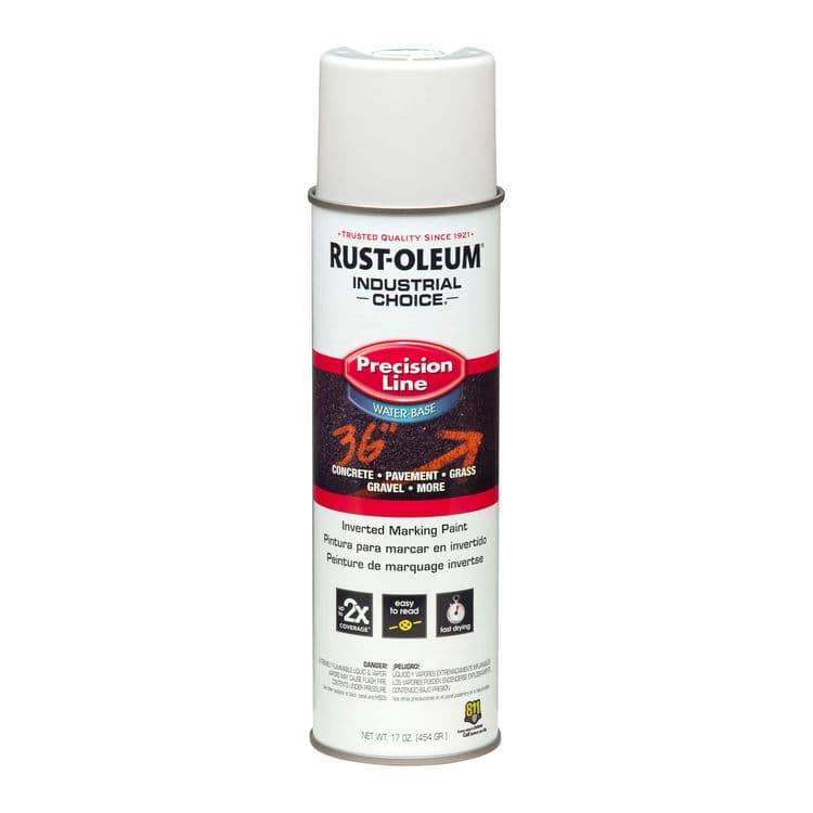 RUST-OLEUM CORPORATION Industrial Choice M1800 System Water-Based Precision Line Marking Paint, Flat White, 17 oz Aerosol Can, 12/Carton (RST203039CT)