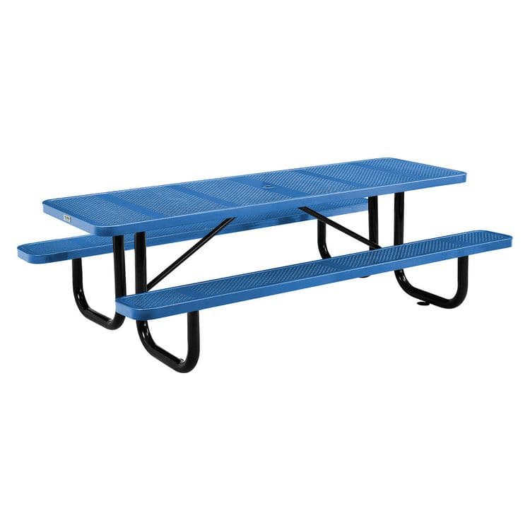 GLOBAL INDUSTRIAL Perforated Steel Picnic Table, Rectangular, 72 x 62 x 29.5, Blue Top, Blue Base/Legs (GBE694555BL) thumbnail 4
