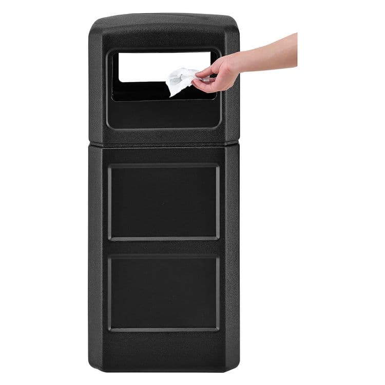 GLOBAL INDUSTRIAL Square Plastic Waste Receptacle, Dome Lid with Open Sides, 42 gal, Black (GBE641414BK) thumbnail 4