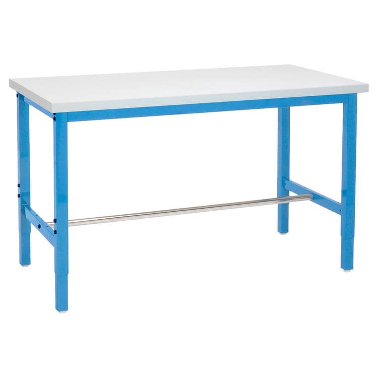 GLOBAL INDUSTRIAL Adjustable Height Heavy Duty Workbenches, 5,000 lbs, 60 x 30 x 31.63 to 43.63, White/Blue (GBE606976BL)