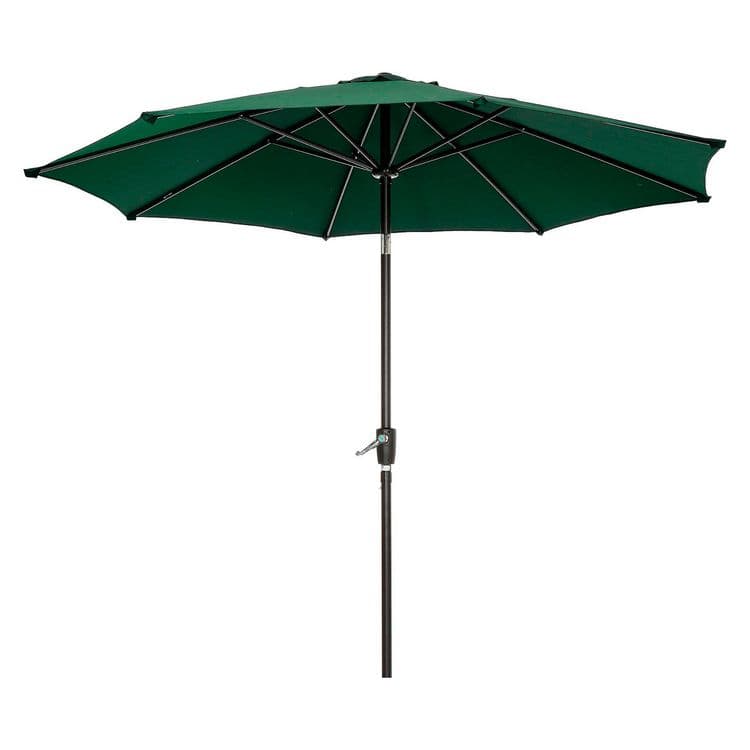 GLOBAL INDUSTRIAL Outdoor Umbrella with Tilt Mechanism, 102" Span, 94" Long, Green Canopy, Black Handle (GBE695329) thumbnail 4