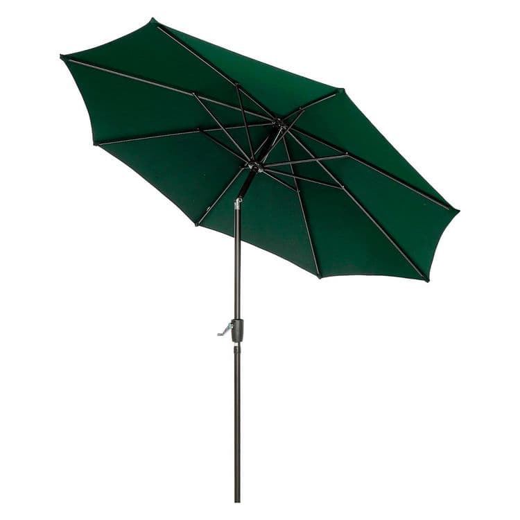 GLOBAL INDUSTRIAL Outdoor Umbrella with Tilt Mechanism, 102" Span, 94" Long, Green Canopy, Black Handle (GBE695329)