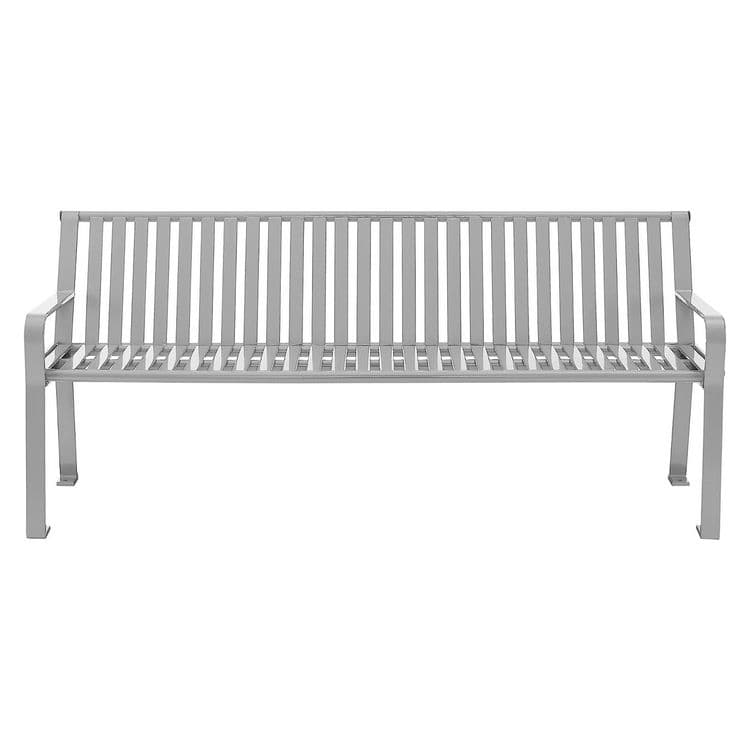 GLOBAL INDUSTRIAL Steel Slat Benches with Back, 72" x 26" x 31", Gray Seat/Back, Gray Base (GBE694854GYKD) thumbnail 2