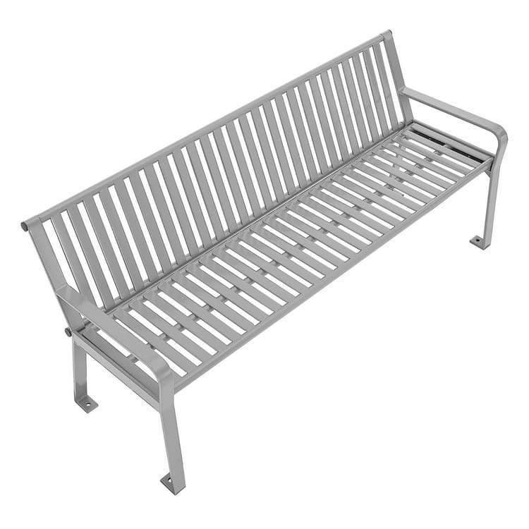 GLOBAL INDUSTRIAL Steel Slat Benches with Back, 72" x 26" x 31", Gray Seat/Back, Gray Base (GBE694854GYKD) thumbnail 3