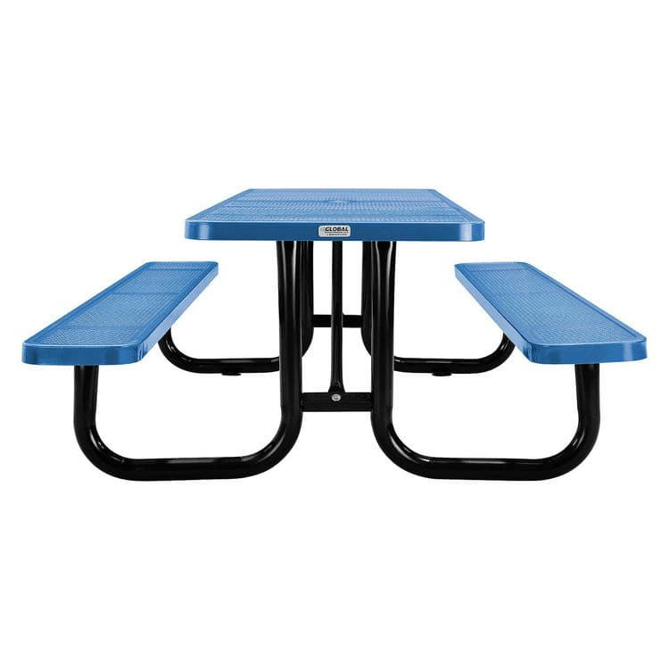 GLOBAL INDUSTRIAL Perforated Steel Picnic Table, Rectangular, 72 x 62 x 29.5, Blue Top, Blue Base/Legs (GBE694555BL) thumbnail 3