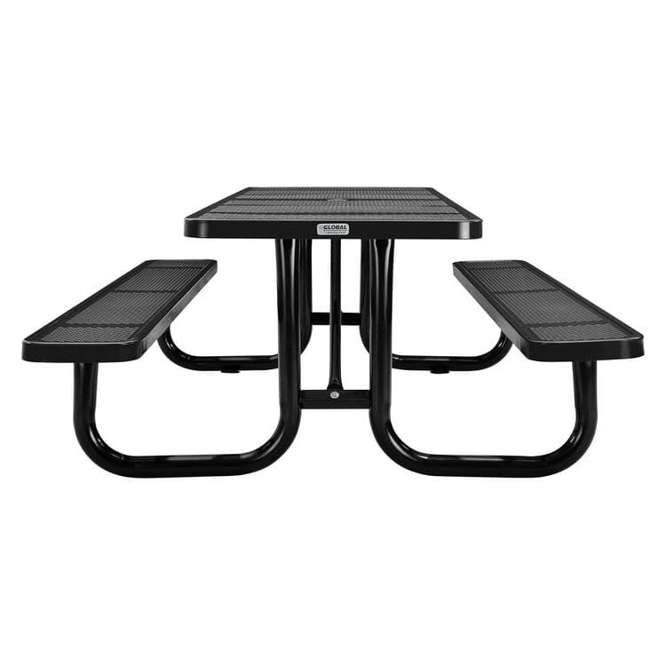 GLOBAL INDUSTRIAL Perforated Steel Picnic Table, Rectangular, 72 x 62 x 29.5, Black Top, Black Base/Legs (GBE694555BK) thumbnail 3