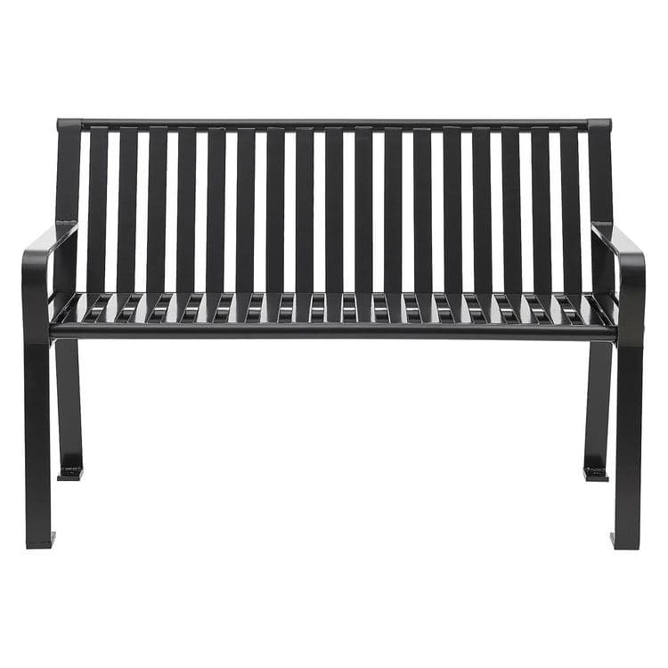 GLOBAL INDUSTRIAL Steel Slat Benches with Back, 48" x 27" x 31", Black Seat/Back, Black Base (GBE694853BKKD) thumbnail 2