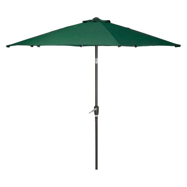 GLOBAL INDUSTRIAL Outdoor Umbrella with Tilt Mechanism, 102" Span, 94" Long, Green Canopy, Black Handle (GBE695329) thumbnail 2