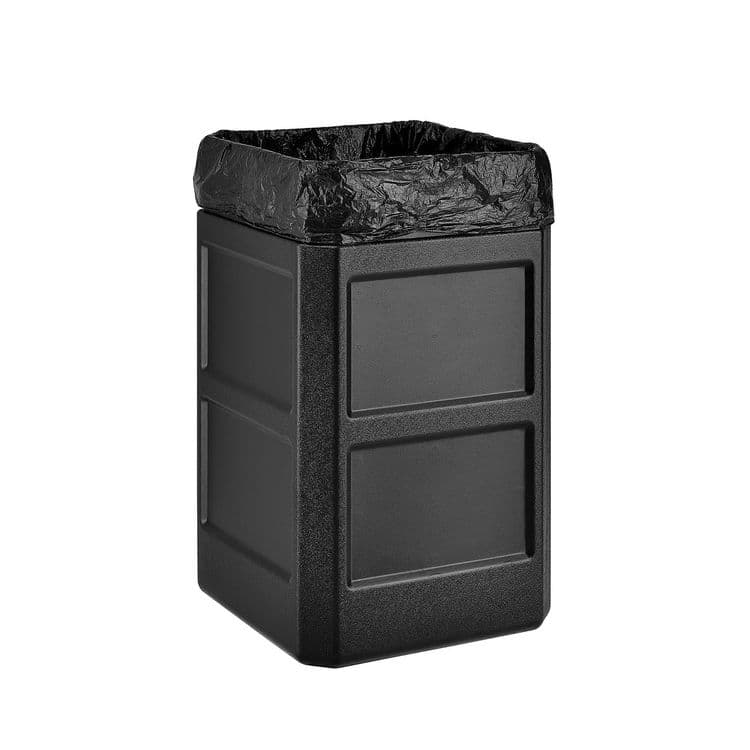 GLOBAL INDUSTRIAL Square Plastic Waste Receptacle, Dome Lid with Open Sides, 42 gal, Black (GBE641414BK) thumbnail 2